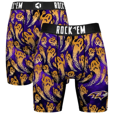 Baltimore Ravens Rock Em Socks Halloween Ghost Fade Boxer Briefs - Purple