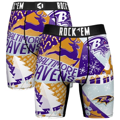 Baltimore Ravens Rock Em Socks Holiday Tacky Remix Boxer Briefs - Purple