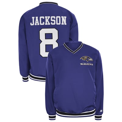Lamar Jackson Baltimore Ravens Starter Player Layer V-Neck Pullover - Purple