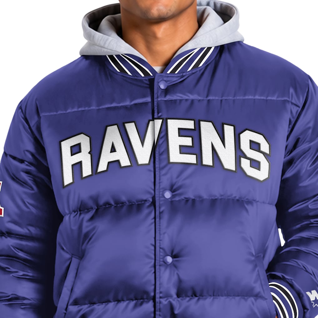 Baltimore Ravens Starter Bronx Full Snap Puffer Jacket - Purple