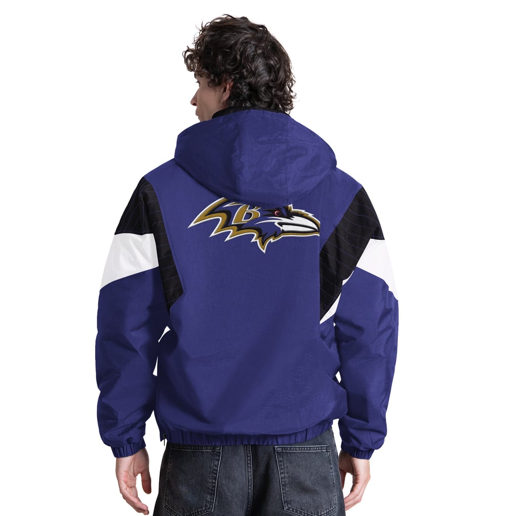 Baltimore Ravens Starter The Throwback Half-Zip Hooded Jacket - Purple