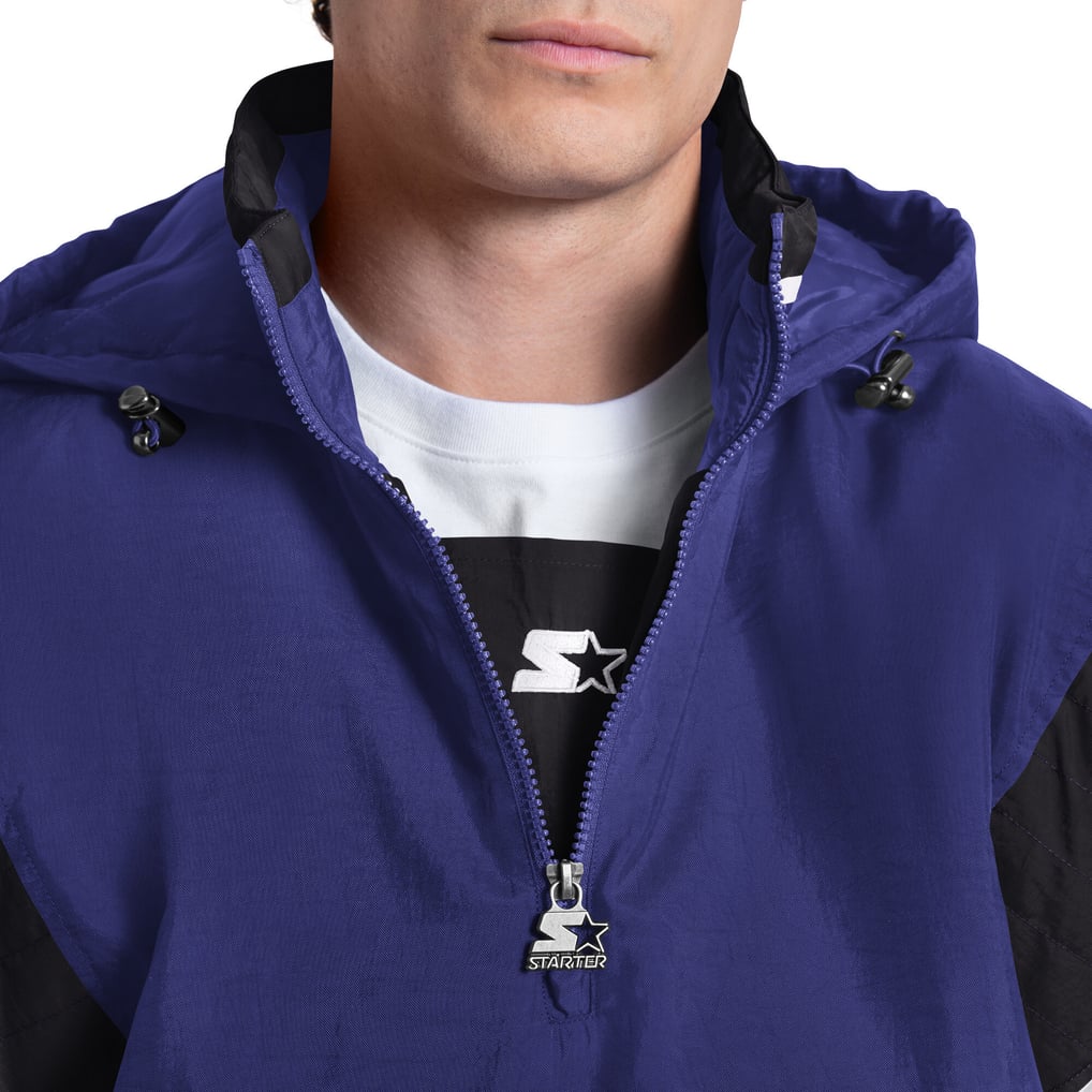 Baltimore Ravens Starter The Throwback Half-Zip Hooded Jacket - Purple
