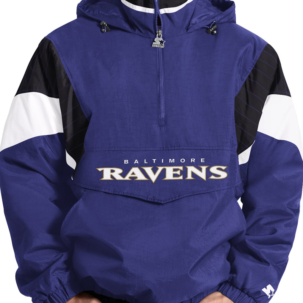 Baltimore Ravens Starter The Throwback Half-Zip Hooded Jacket - Purple