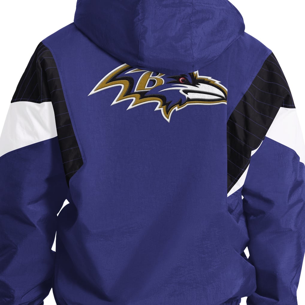 Baltimore Ravens Starter The Throwback Half-Zip Hooded Jacket - Purple