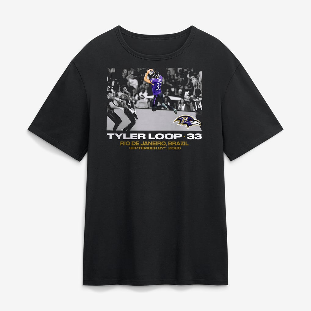 Tyler Loop Baltimore Ravens NFL Flash Features Week 3 T-Shirt - Black
