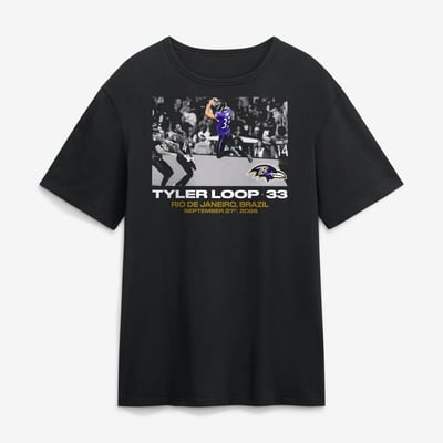 Tyler Loop Baltimore Ravens NFL Flash Features Week 3 T-Shirt - Black