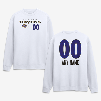 Baltimore Ravens  Touchdown Wordmark Personalized Name & Number Sweatshirt - White