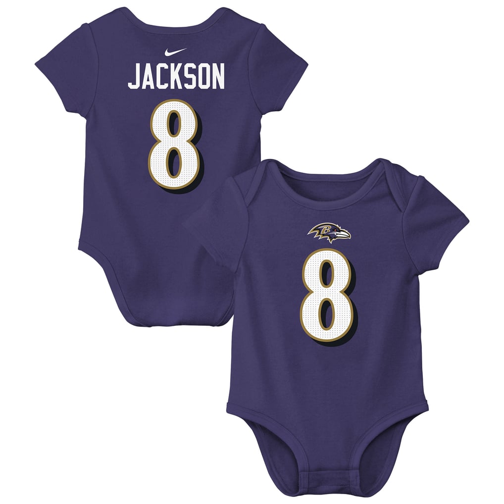 Lamar Jackson Baltimore Ravens Nike Newborn & Infant Player Name & Number Bodysuit - Purple