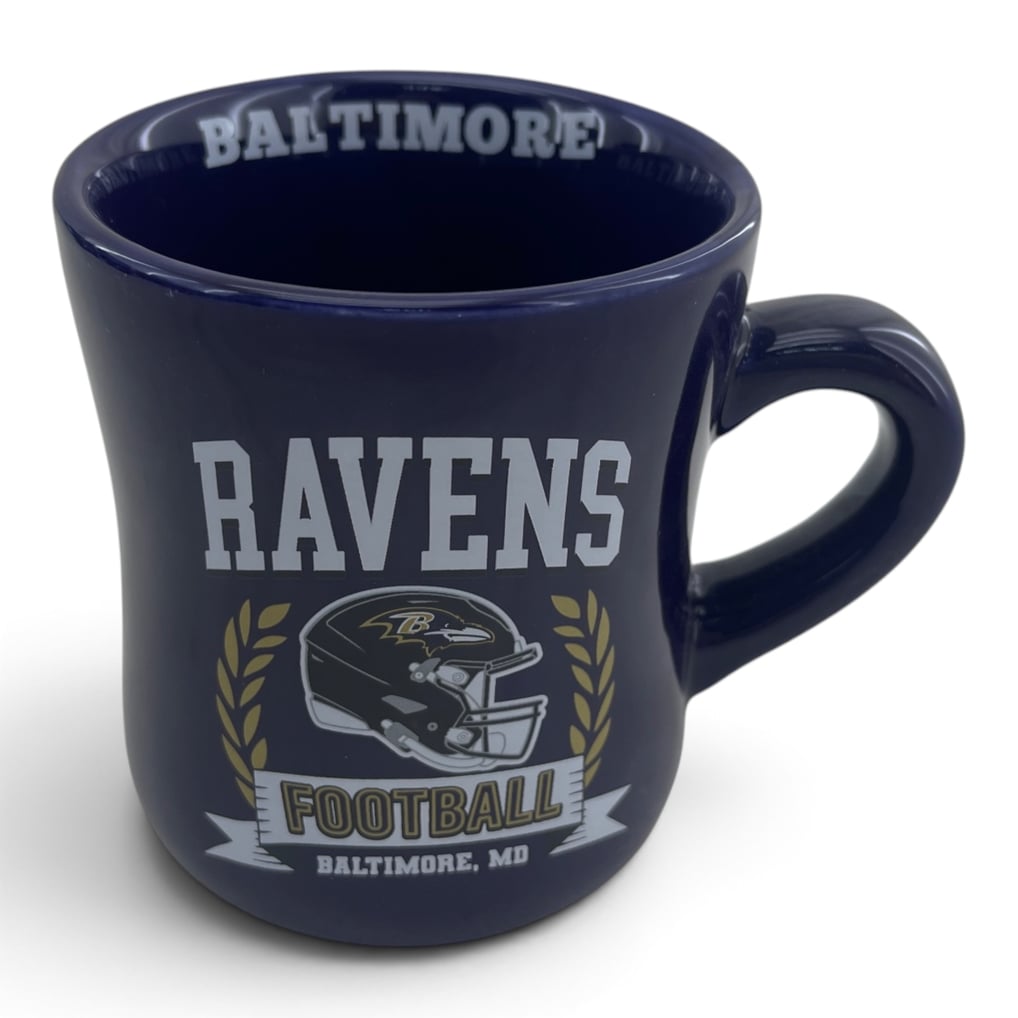Baltimore Ravens Pegasus 11oz. Helmet Crest Wordmark Ceramic Mug