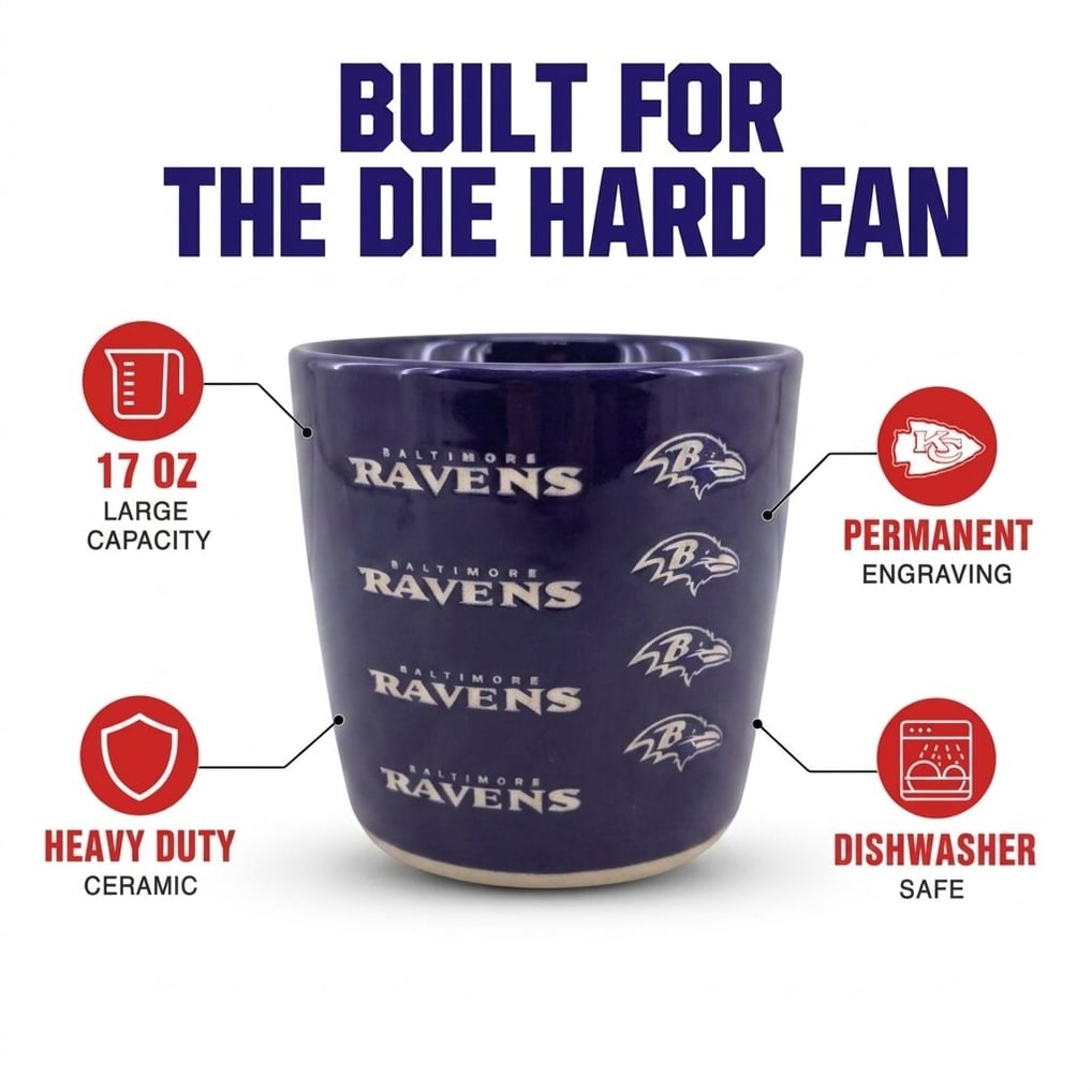 Baltimore Ravens Pegasus 17oz. Tonal Logo Sand Blasted Mug