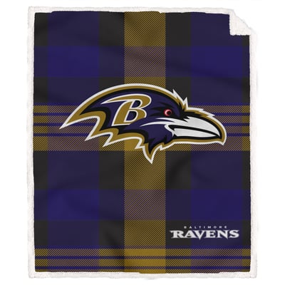 Baltimore Ravens Pegasus Bold Plaid Steel 50" x 60" Ultra Cozy Sherpa Blanket