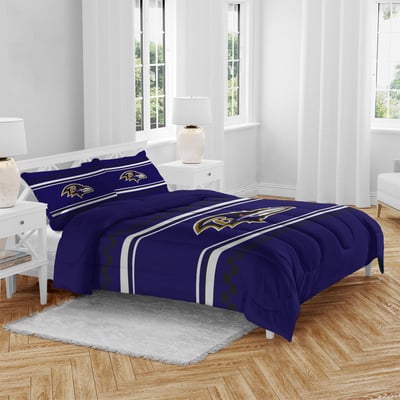 Baltimore Ravens Pegasus Checkered Dash Three-Piece Full/Queen Bed in a Bag Set