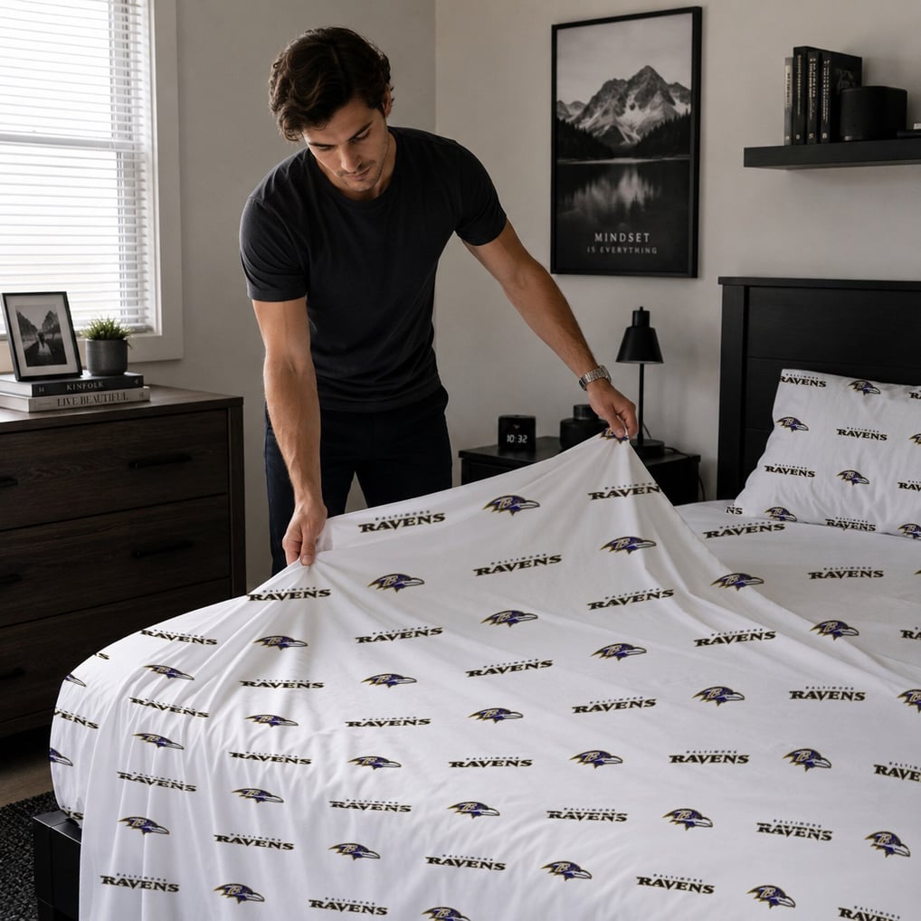 Baltimore Ravens Pegasus Four-Piece Queen Sheet Set