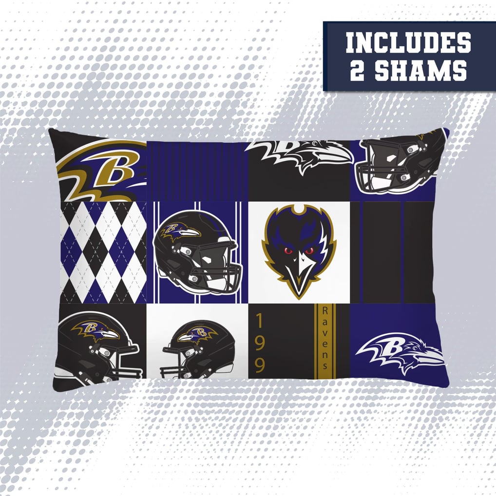 Baltimore Ravens Pegasus Patchwork Plaid Three-Piece Full/Queen Bed in a Bag Set