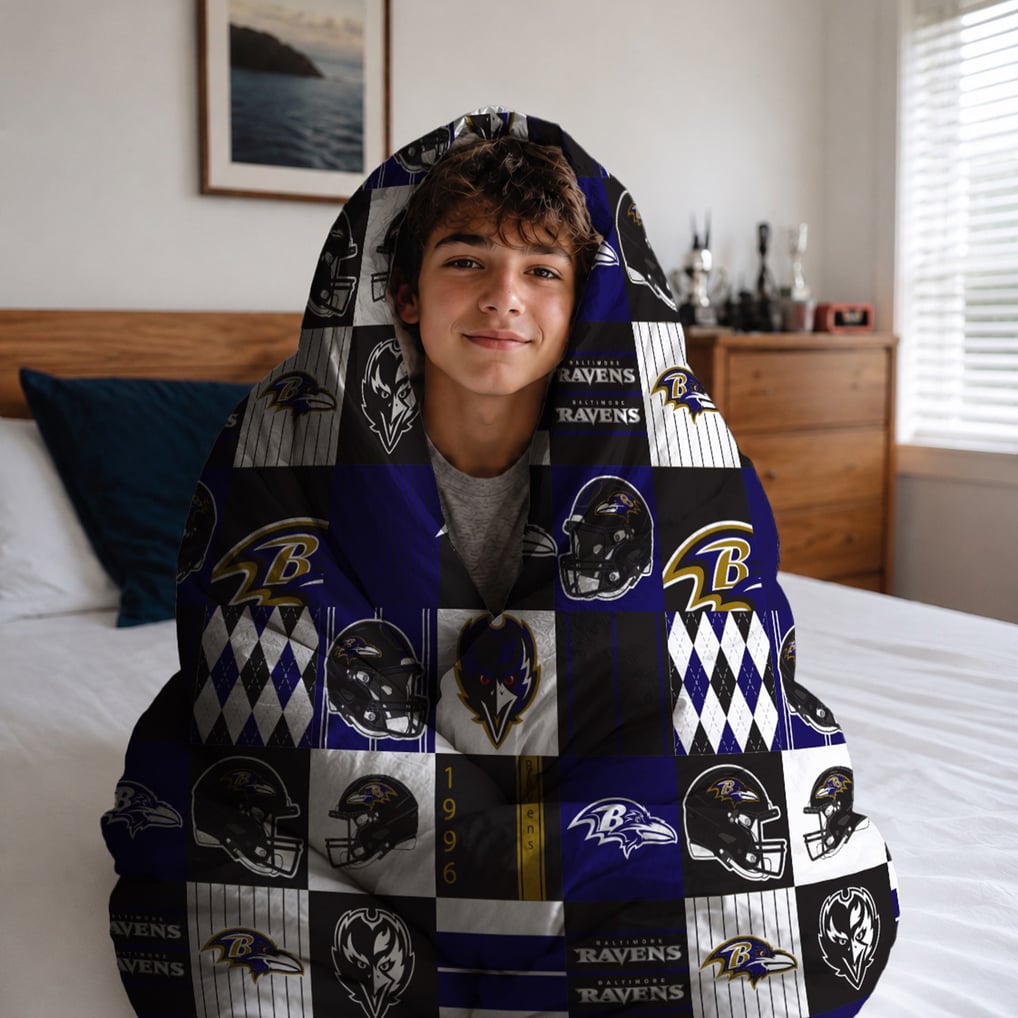Baltimore Ravens Pegasus Patchwork Plaid Three-Piece Full/Queen Bed in a Bag Set