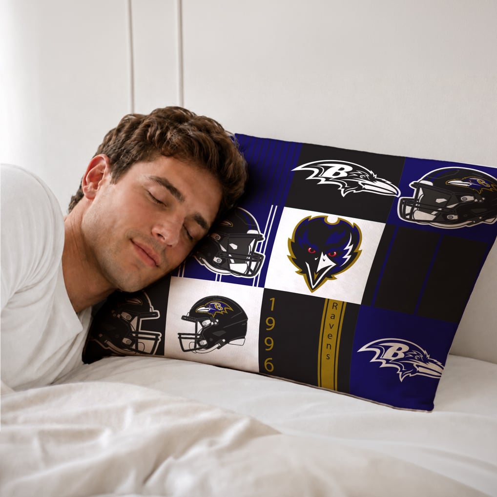 Baltimore Ravens Pegasus Patchwork Plaid Three-Piece Full/Queen Bed in a Bag Set