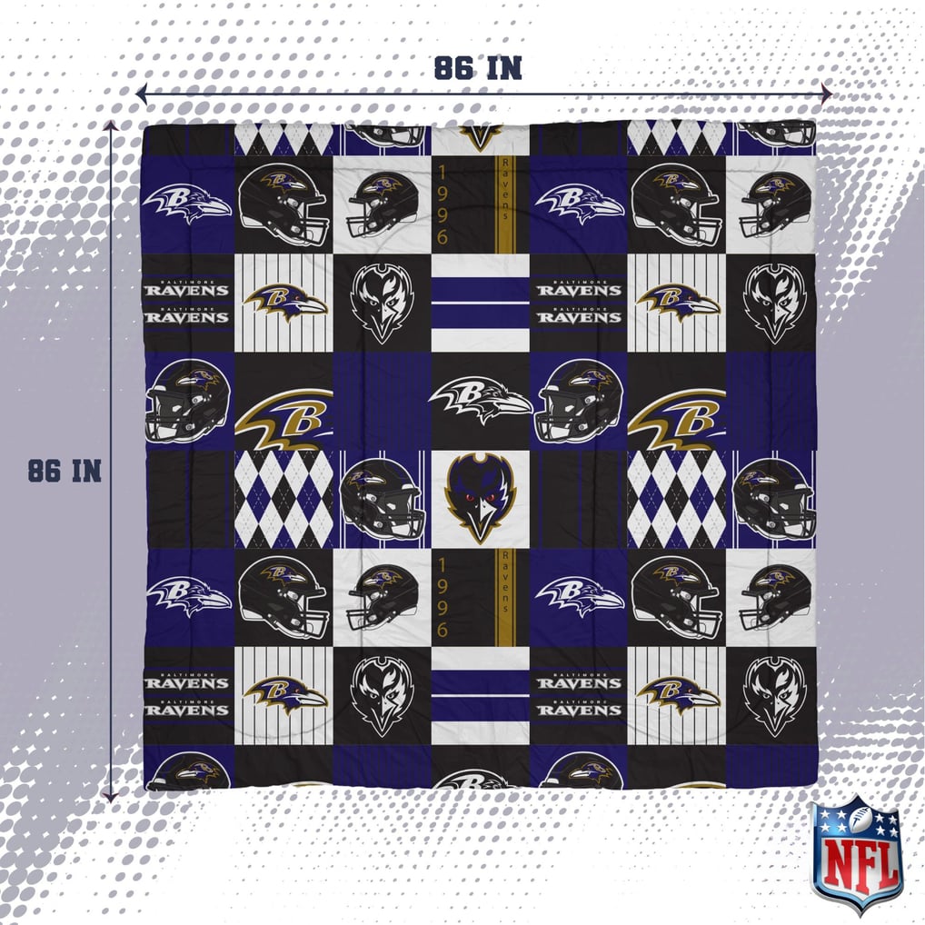 Baltimore Ravens Pegasus Patchwork Plaid Three-Piece Full/Queen Bed in a Bag Set