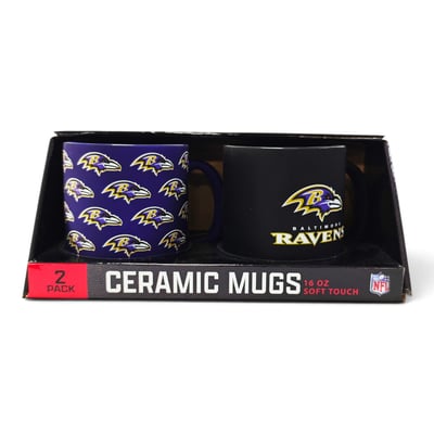 Baltimore Ravens Pegasus Two-Piece 16oz. Home & Away Soft Touch Ceramic Mug Set