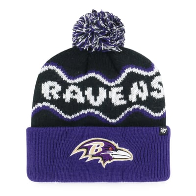  Baltimore Ravens '47 Preschool Squiggle Script Cuffed Knit Hat with Pom - Black