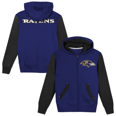  Baltimore Ravens Outerstuff  Preschool Stadium Colorblock Full-Zip Hoodie - Purple/Black