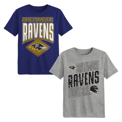 Baltimore Ravens Outerstuff Preschool Trench Kings 2-Pack T-Shirt Set - Purple/Gray