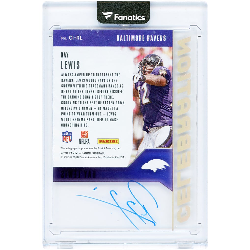 Ray Lewis Baltimore Ravens Autographed 2020 Panini Celebration #CI-RL Card