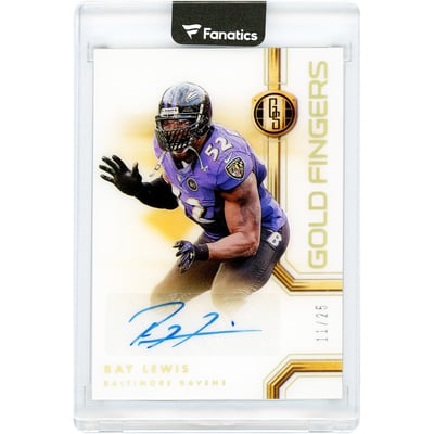 Ray Lewis Baltimore Ravens Autographed 2022 Panini Gold Standard Gold Fingers #HS-RLE #11/25 Card 