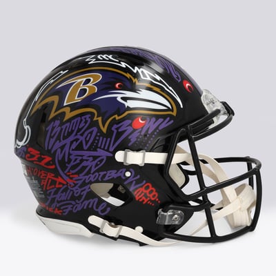 Ray Lewis Baltimore Ravens Autographed Fanatics Authentic Riddell Speed Authentic Helmet - Art by JK5 - Limited Edition #1/1 - WN55916777