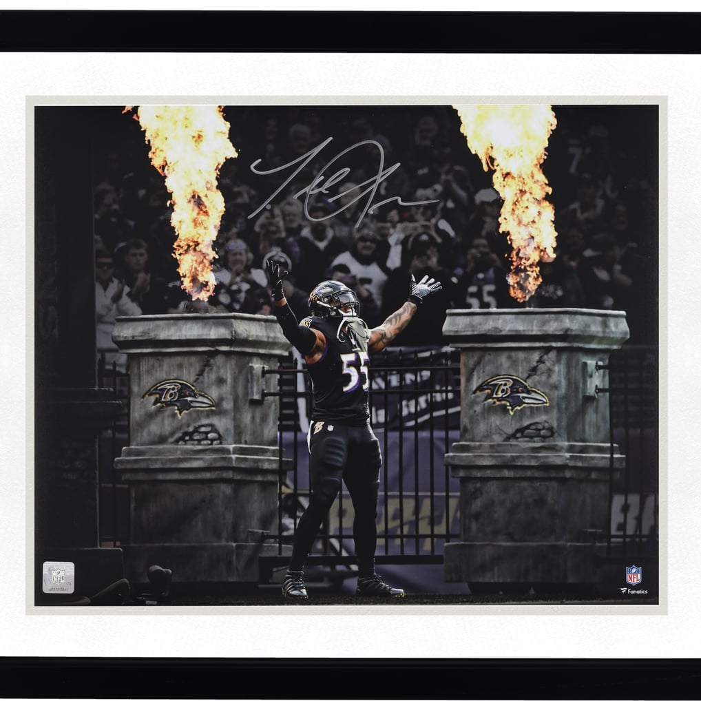 Terrell Suggs Baltimore Ravens Autographed Fanatics Authentic 16" x 20" Fire Entrance Spotlight Photograph 