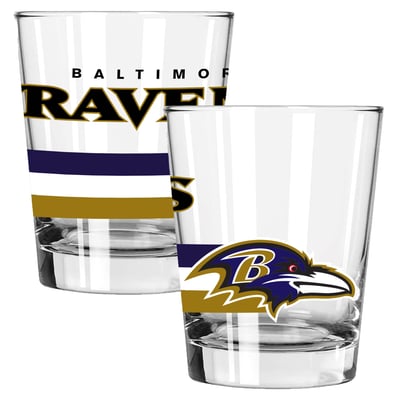Baltimore Ravens The Memory Company Two-Piece 15oz. Big Stripes Double Old Fashioned Glass Set