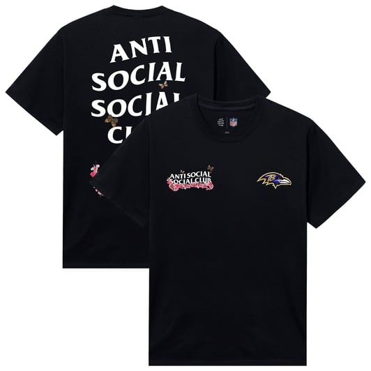 Baltimore Ravens AntiSocialSocialClub x NFL Unisex Blossom T-Shirt - Black
