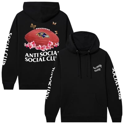 Baltimore Ravens AntiSocialSocialClub x NFL Unisex Impact Blossom Hoodie - Black
