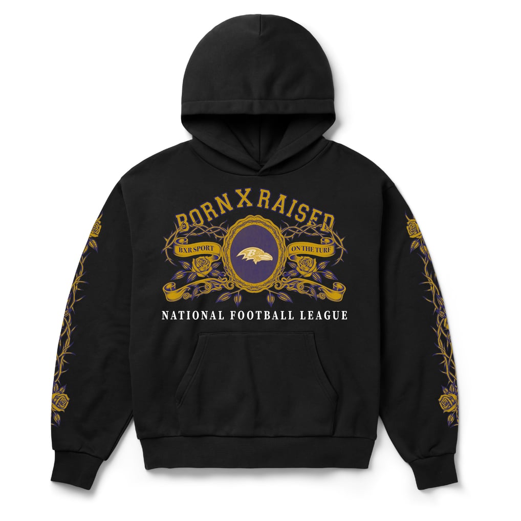 Baltimore Ravens Born x Raised Unisex Crest Hoodie - Black