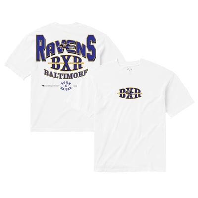 Baltimore Ravens Born x Raised Unisex Block Letter T-Shirt - White