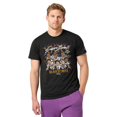  Baltimore Ravens Homage Unisex Super Bowl T-Shirt - Charcoal