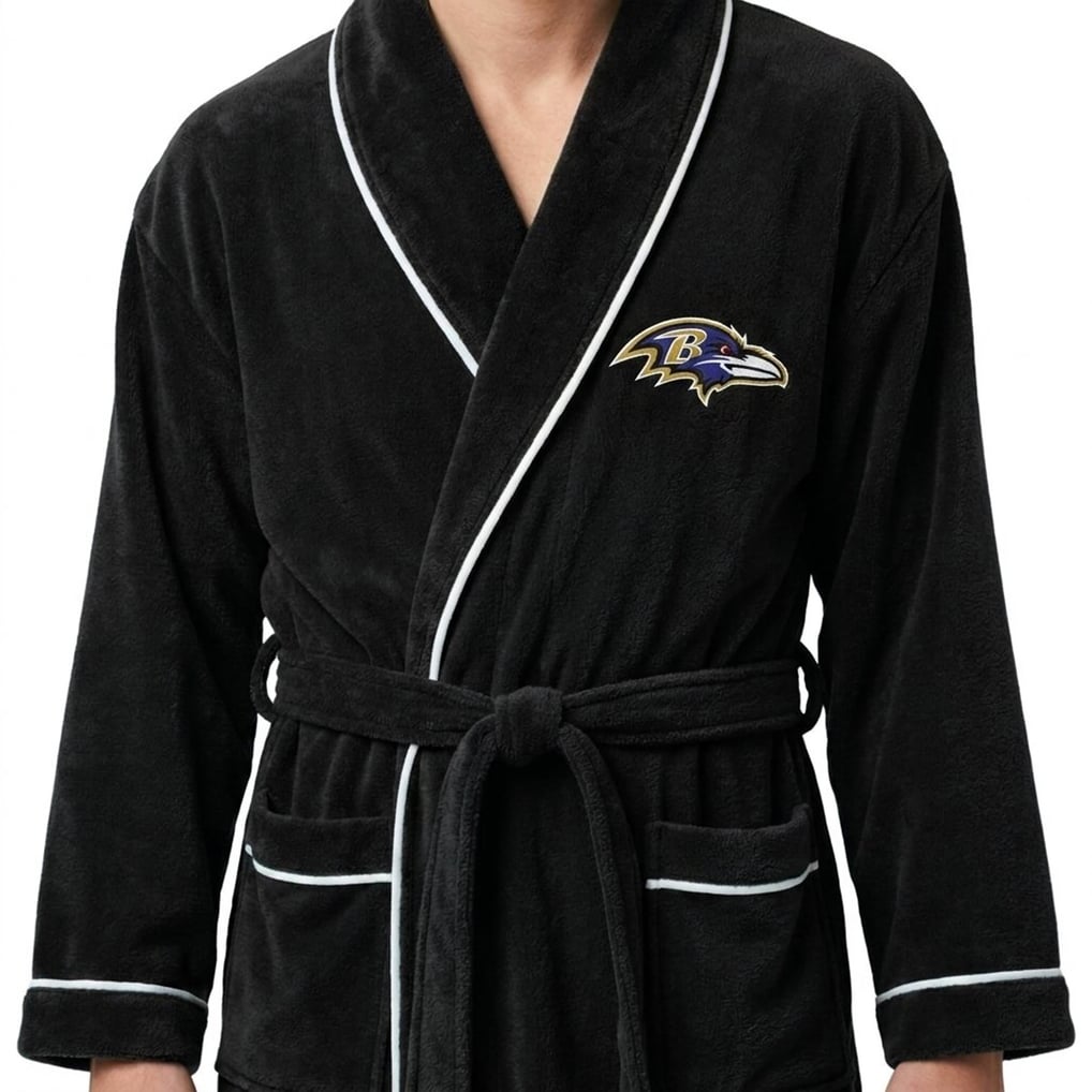 Baltimore Ravens Pegasus Unisex Logo Patch Ultra Cozy Robe - Black
