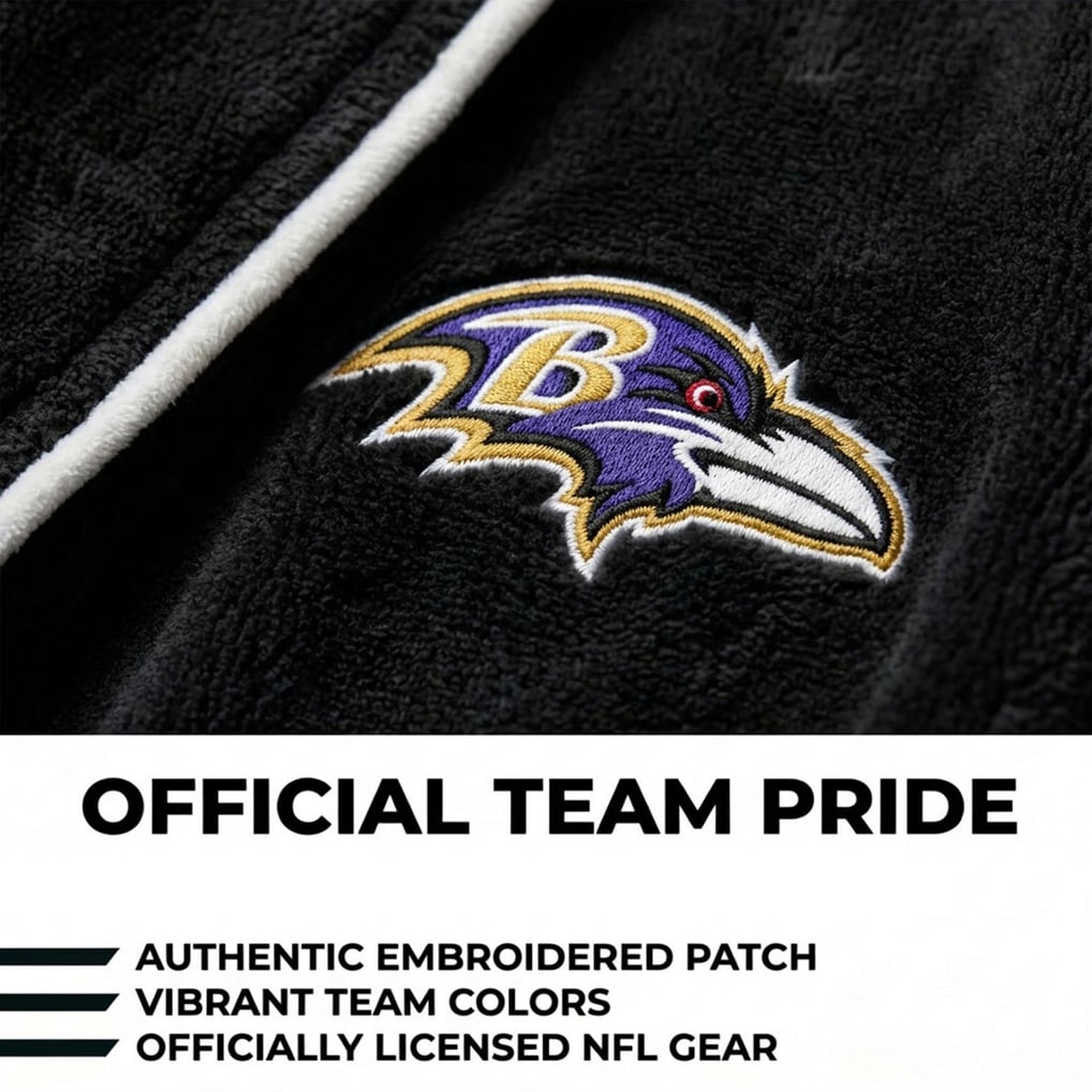 Baltimore Racesn Unisex Baltimore Ravens Pegasus Black Logo Patch Ultra Cozy Robe