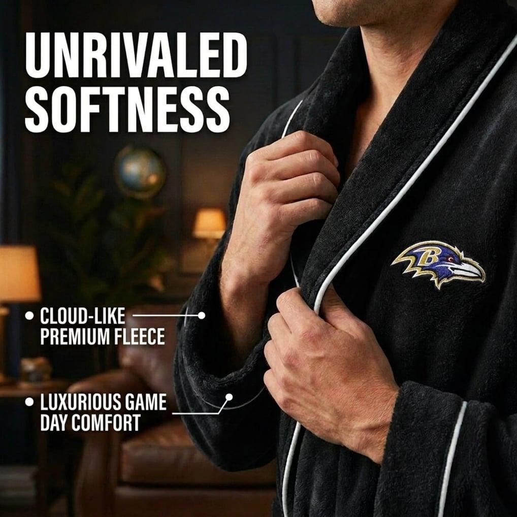 Baltimore Ravens Pegasus Unisex Logo Patch Ultra Cozy Robe - Black
