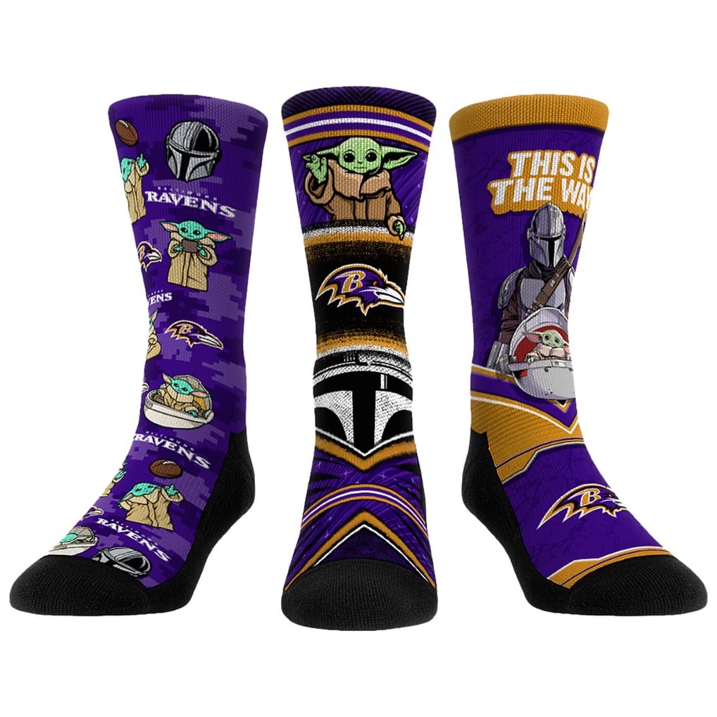  Baltimore Ravens Rock Em Unisex 3-Pack Mandalorian Crew Socks