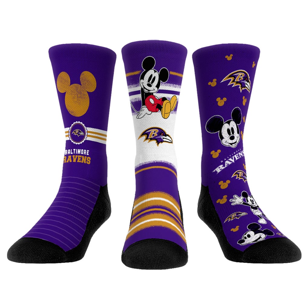 Baltimore Ravens Rock Em Unisex Disney Three-Pack Crew Socks Set - 