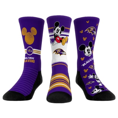  Baltimore Ravens Rock Em Unisex Disney Three-Pack Crew Socks Set - 