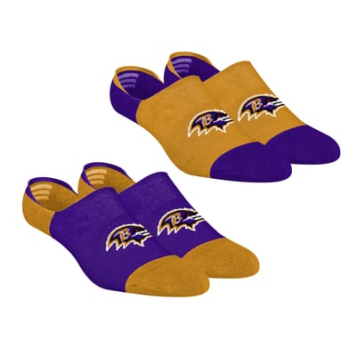 Baltimore Ravens Rock Em Unisex Two-Pack Team Color No Show Socks