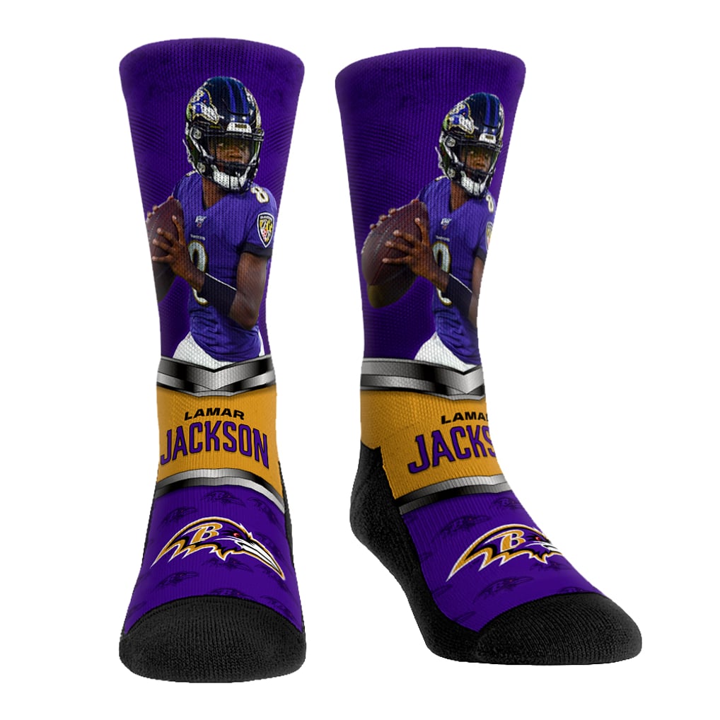 Lamar Jackson Baltimore Ravens Rock Em Unisex 3-Pack Crew Socks Set - 