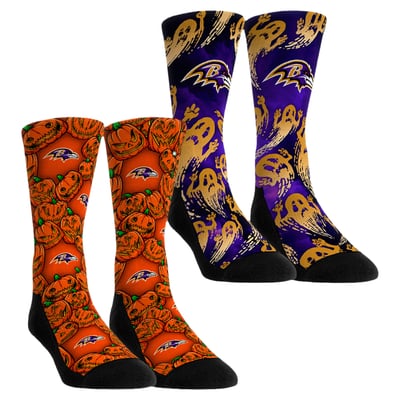  Baltimore Ravens Rock Em Unisex Halloween Crew Socks 2-Pack Set - Orange