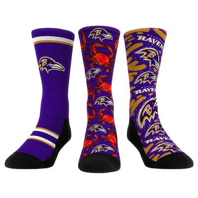  Baltimore Ravens Rock Em Unisex Fan Favorite Three-Pack Crew Sock Set - Purple