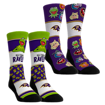  Baltimore Ravens Rock Em Unisex Muppets 2-Pack Crew Socks Set - Purple