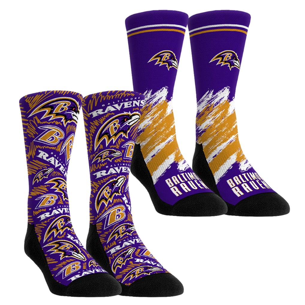 Baltimore Ravens Rock Em Unisex Throwback Two-Pack Crew Socks Set - Purple
