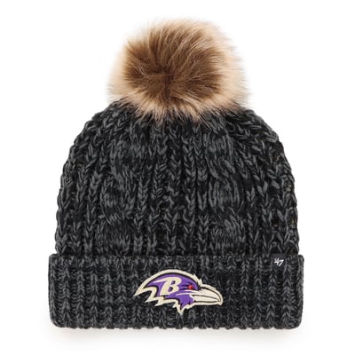 Baltimore Ravens '47 Women's Meeko Cuffed Knit Hat with Pom - Black