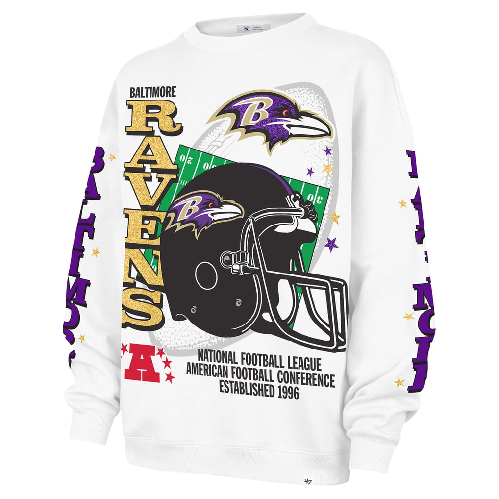 Baltimore Ravens '47 Women's Thunderous Oversized Fleece Sweatshirt - White