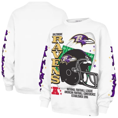 Baltimore Ravens '47 Women's Thunderous Oversized Fleece Sweatshirt - White